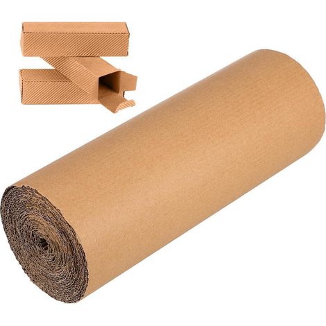 Rouleau de carton ondulé, une face ondulée, brun, pour expédition et bricolage (1/4)