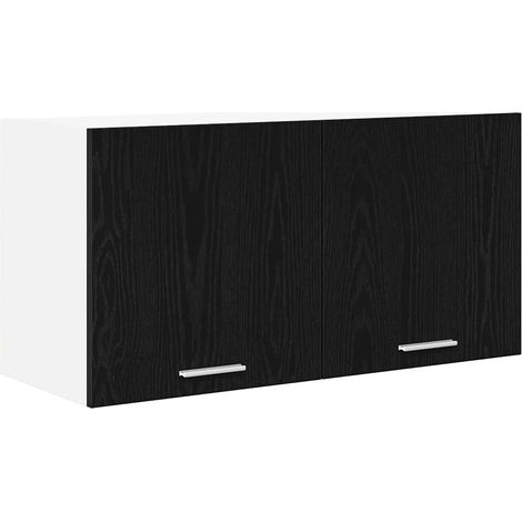 Mobile contenitore moderno a parete 80 x 31 x 40 cm in legno composito di rovere nero 020053226