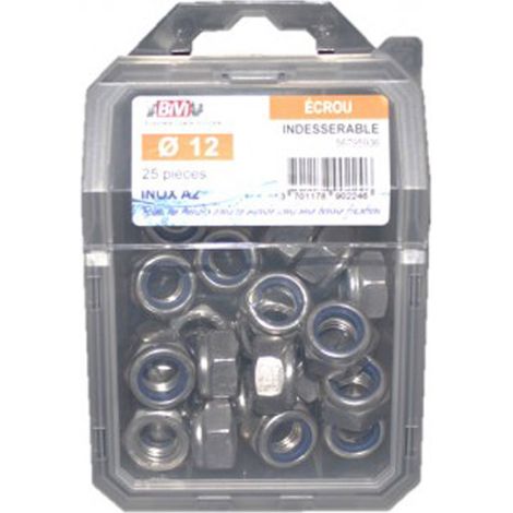 Écrou indesserrable DIN 985 Inox A2 Coque de 10 pièces - Diamètre 16 mm - BIVI