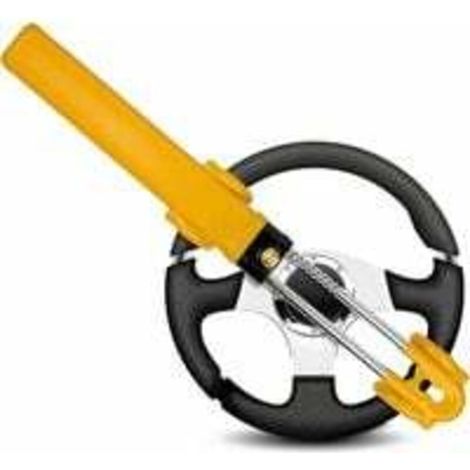 [NEVER USED] Highly Visible Car Anti-Theft Bar - Car Steering Wheel Locking Bar, Suitable for Car, Van, Caravan, with 2 Keys - Yellow Steering Wheel Lock (1/4)