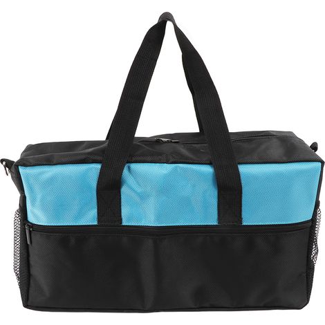 Sac à outils robuste à large ouverture en tissu Oxford pour électricien, avec poches de rangement, noir et bleu, 35,5 cm (14 pouces). (1/5)