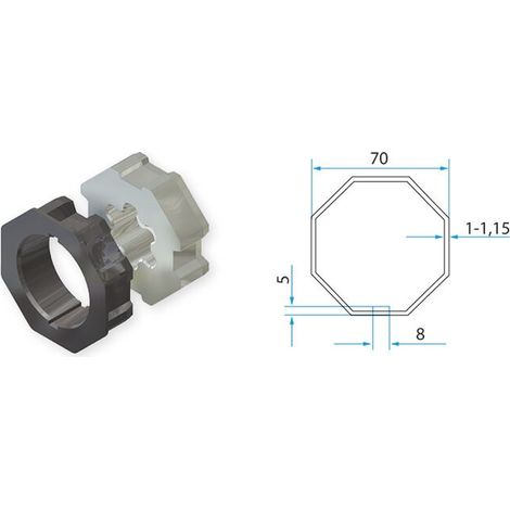 Tm2 45 Adattatore Per Tubo Ottagonale 70mm Faac A45050502s Automazione Garanzia
