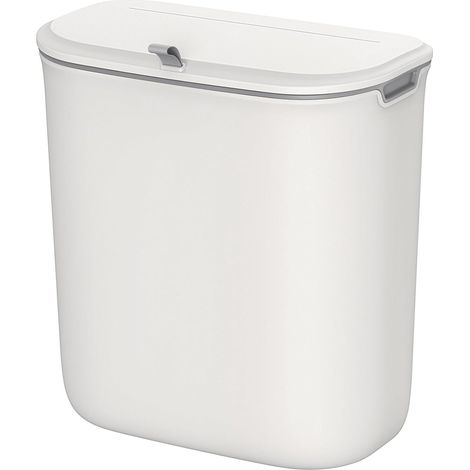 Songmics – Poubelle de cuisine suspendue 9L – Couvercle hermétique – Accroche placard – Dimensions 26x15x28 cm – Plastique PP blanc pour déchets organiques (1/5)