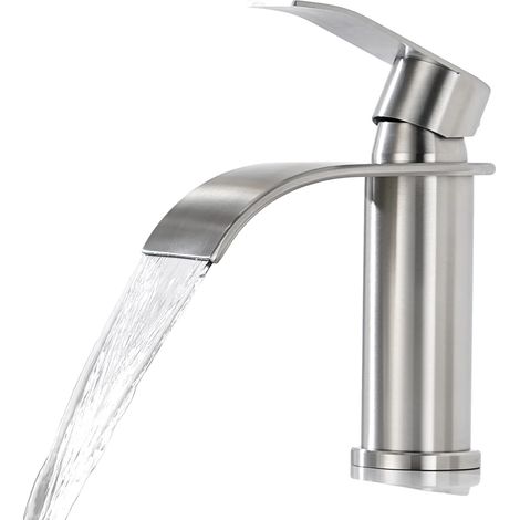 Grifo de lavabo, monomando, acero inoxidable, negro, acero inoxidable, G3/8 (1/5)