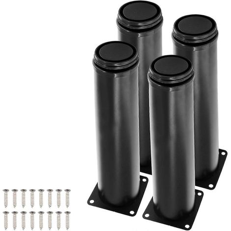 Ensemble de 4 pieds de meuble réglables, pieds réglables en acier inoxydable de 120 mm, pieds de meubles, pieds de lit noirs, pieds de meuble de cuisine, pieds de canapé et d'armoire, adaptés aux meub (1/5)