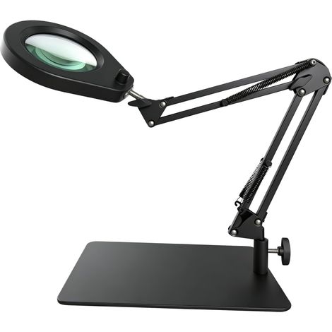 Lampe Loupe avec Support et Pince, Loupe 5X, LED à Intensité Variable et Double Support, pour Tâches de Précision