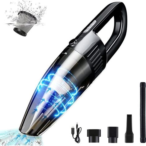 Aspirateur à Main, 120W, Aspirateur de Table sans Fil Rechargeable Aspirateur à Main À Charge Rapide avec Filtre Lavable, Idéal pour Domicile, Voiture, Cuisine (1/5)