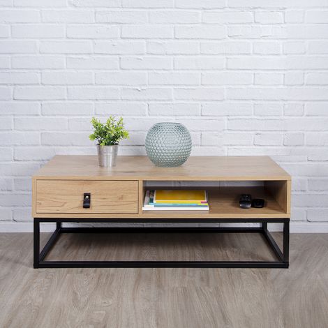 Table Basse - HOME DECO FACTORY - Abbott - Bois et Métal - Marron et Noir (1/5)