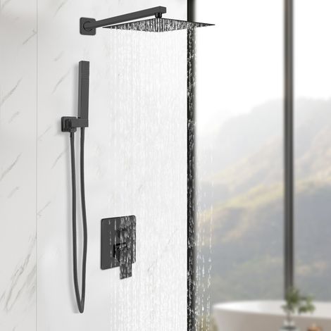 Ensemble de douche Système de douche Accessoires de douche encastrables Ensemble de douche à effet pluie en acier inoxydable de 25x25 cm Douchette à main Ensemble de douche pour salle de bains (1/5)