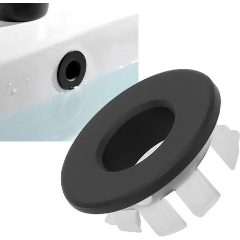 Überlaufabdeckung für Waschbecken, Küchenspülen-Dekoration, Abflussloch-Ersatz im Badezimmer, schwarz (1/5)