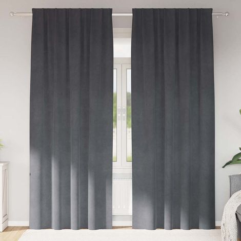 vidaXL Blackout Curtains 2 pcs Light Grey 140 x 225 cm Velvet