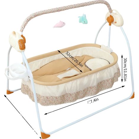 Lit pour bébé, connectivité Bluetooth, amplitude de balancement réglable, Kaki (1/2)