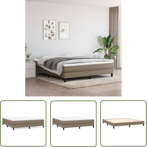 The Living Store Cadre de lit sans matelas taupe 160x200 cm tissu - Cadre De Lit - Lit Double - Lit Taupe - Literie - Meuble Chambre (1/5)