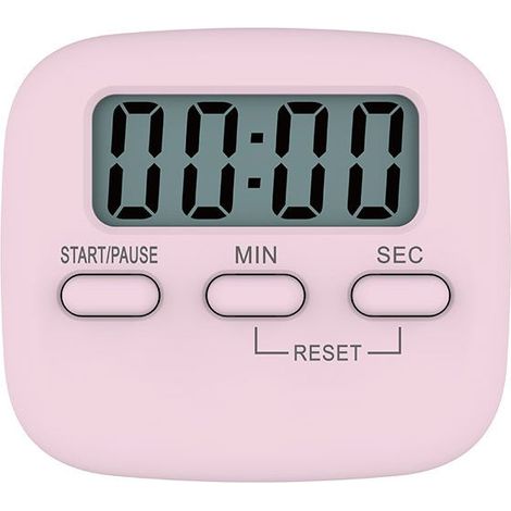 Horloge de minuterie de Cuisson numérique - Horloge de Bureau réveil pupitre l'horloge Compte à rebours étudiant Rose (1/5)