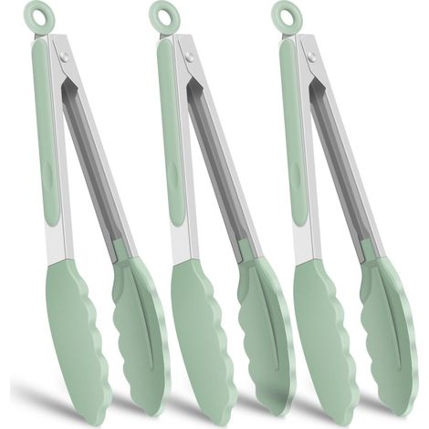 Lot de 5 pinces à barbecue - Pinces alimentaires - Pinces de cuisine revêtues de nylon - Acier inoxydable - Idéales pour un usage domestique, pinces à pain, pinces à barbecue, pinces à griller résista (1/3)