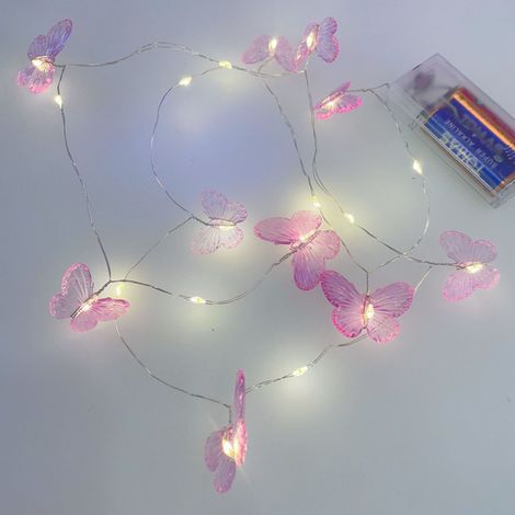 Guirlande lumineuse décorative en forme de papillon, couronne festive en fil de cuivre, guirlande lumineuse d'ambiance