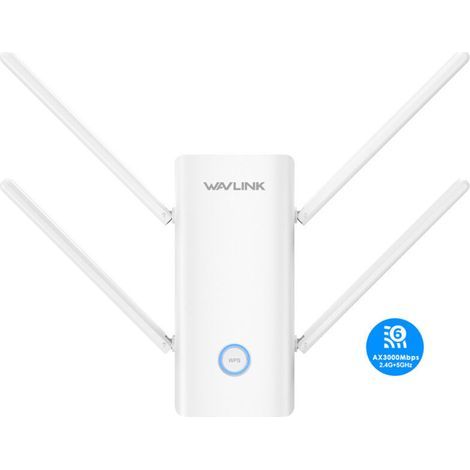 Répéteur WiFi 6 WAVLINK AX3000 - Répéteur Internet WiFi avec 5 antennes à gain élevé et formation de faisceaux , couverture double bande pour toute la maison , ports Gigabit , modes répéteur/point d'a (1/5)