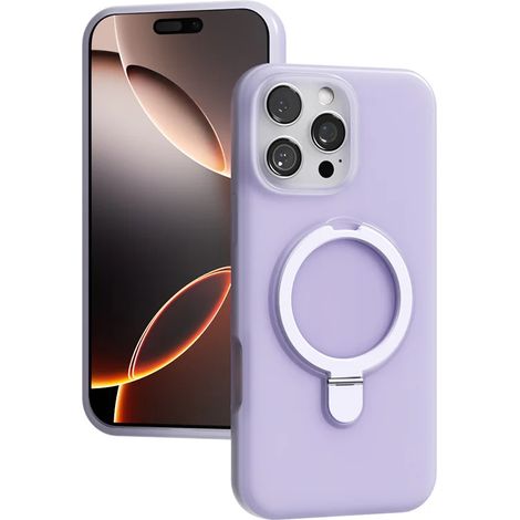 (iPhone 17 Pro, violet) Anneau de support magnétique en silicone liquide pour coque MagSafe d'iPhone