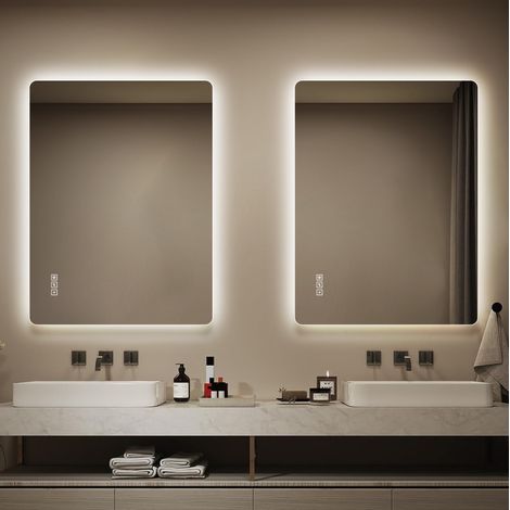 Badspiegel LED rahmenlos mit Anti-Beschlag dimmbar OKMYHOME (1/5)