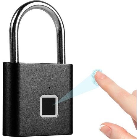 Fingerabdruckschloss Schloss mit Fingerabdruckerkennung, wetterfest, USB Ladefunktion, Fingerabdruckverschluss, Fingerabdruck Vorhängeschloss, fü (1/5)