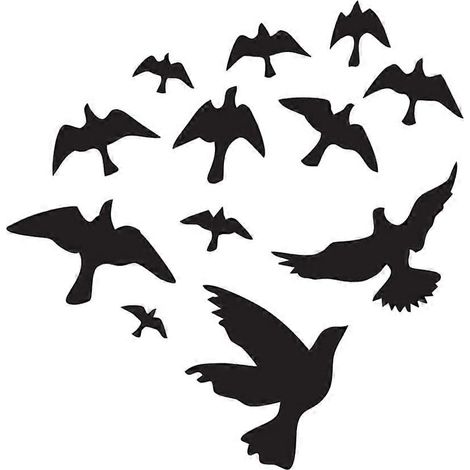 Sticker mural sculpté noir, adorable motif d'oiseaux créatifs, autocollant mural amovible pour porte ou mur. (1/5)