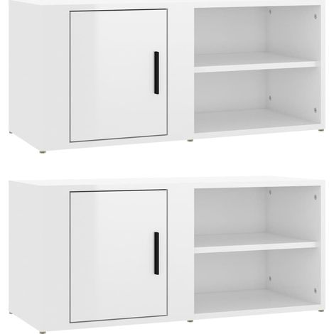 Maison Exclusive - Muebles para TV 2 uds madera blanco brillo 80x (1/5)