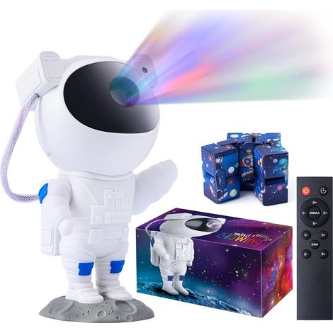 Projecteur de lumière astronaute - Projecteur galaxie et cube infini anti-stress en bonus - Veilleuse enfant avec projecteur nébuleuse et étoiles - Cadeau d'anniversaire original (1/5)