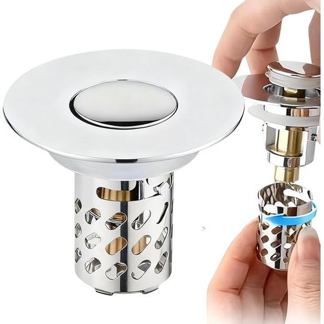 Grille de Vidange pour Lavabo Anti-Bouchon Acier Inoxydable Attrape-Cheveux Bouchon de Drain à Ressort pour Douche Pour Salle De Bain Buanderie Maison Égout Toilettes (1/5)