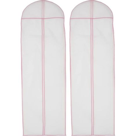 Lot de 2 housses pour robes de mariée, 180 cm, en tissu non tissé avec fermeture éclair. Housse longue et respirante pour robes (1/5)