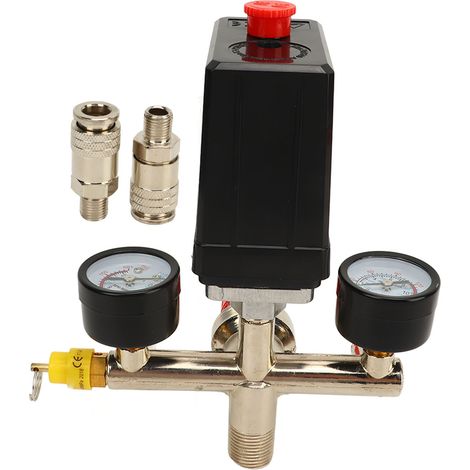 Air Compressor Pressure Switch Dual Regulator Automatic Pressure Control Valve American Port 0‑12BAR 0‑180PSI (1/5)