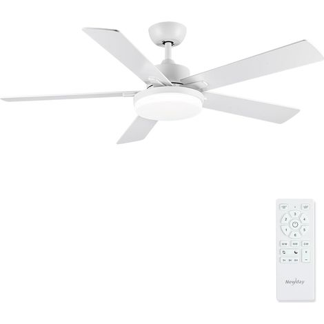 Ventilador de techo de 132 cm con luz blanca, ventilador de techo grande con control remoto, silencioso, bombilla regulable, ventilador de techo con modo de suspensión para sala de estar y patio. (1/5)