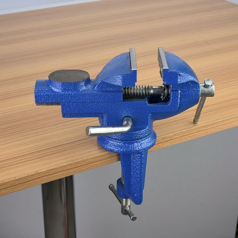 Étau de table pivotant à fixation par pince avec enclume pour la bijouterie et le travail du bois (60 mm) (1/5)