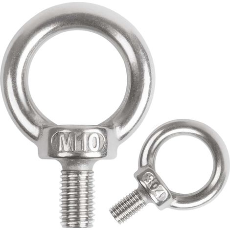 2pcs Anneau de Levage M10 Boulon à Oeil Acier Inoxydable 304 A2-70 Anneau a Visser Piton à Oeil Filetage Mâle pour Fixation, Suspension Intérieur et Extérieur (1/5)