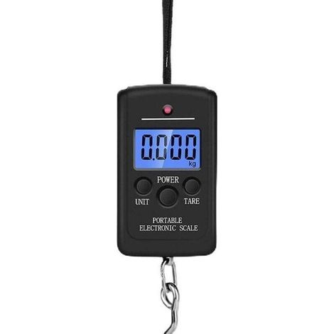 Pèse-Personne Portable Balance Électronique 40 Kg Écran LCD Rétroéclairé Pèse-Bagages Noir (1/4)