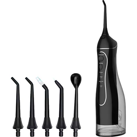 Hydropulseur dentaire, sans fil, batterie puissante à longue durée de vie, jet multifonction rotatif à 360°, réservoir d'eau amovible de 300 ml, étanche IPX7, rechargeable par USB, voyage et (1/5)