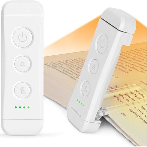 Lampe de lecture rechargeable, lampe de chevet à pince, 3 couleurs chaudes x 5 réglages de luminosité, compacte et durable, cadeau pour liseuse électronique (1/5)
