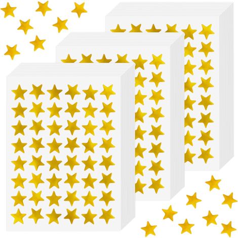 Lot de 1 440 petites étoiles autocollantes en feuille d'or pour enfants, étudiants, enseignants, 1,4 cm de diamètre (1/5)