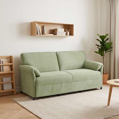 Sofá de 3 plazas Verde claro 198 x 83 x 95 cm Terciopelo