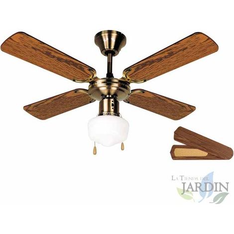 Ventilateur de plafond Orbegozo avec éclairage 50 W  Diamètre 105 cm  4 pales réversibles  Finition or antique