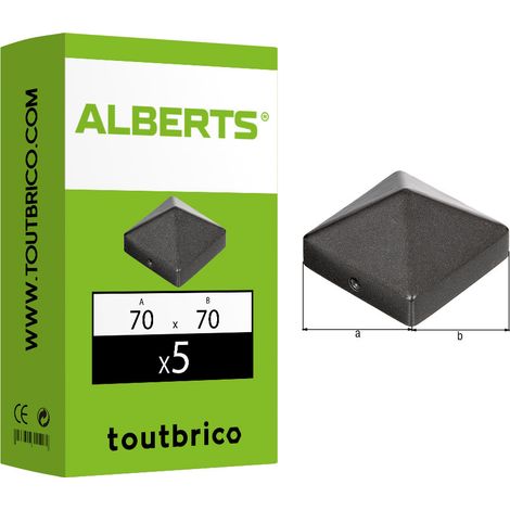 Alberts 217082 Capuchon de poteau pour poteaux en bois forme haute fonte d'aluminium en anthracite metallique 70 x 70 mm (1/2)