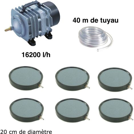 Set pompe à air bassin de jardin + 6 disques bulleurs 20 cm. Pour bassins de 30000 à 50000 litres (1/5)