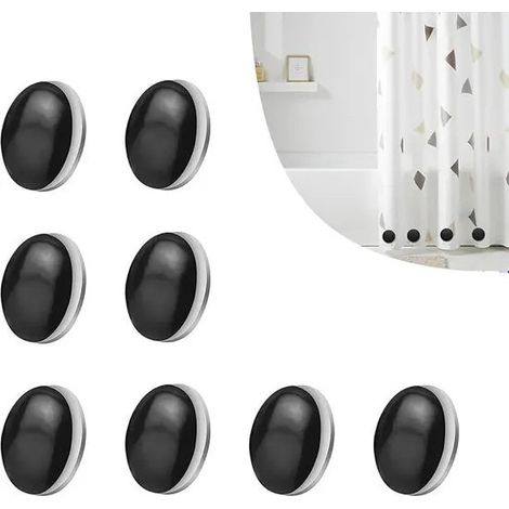 Rideaux et supports de rideauxLot de 8 poids magnétiques pour rideau de douche, noirs, ultra-résistants, 26,4 grammes chacun (1/5)