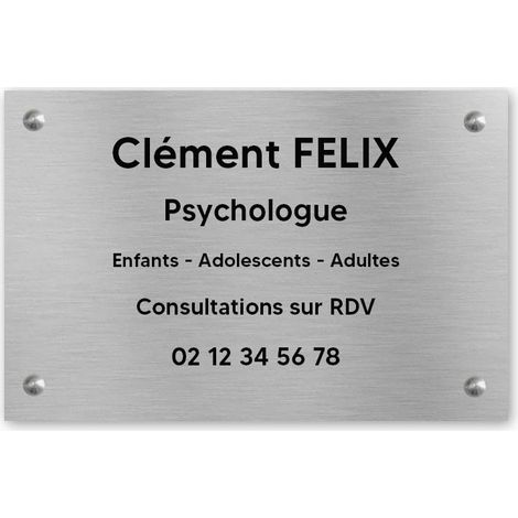 Plaque professionnelle personnalisée en PVC pour psychologue, sophrologue - 1 à 5 lignes de texte - Format 30 x 20 cm