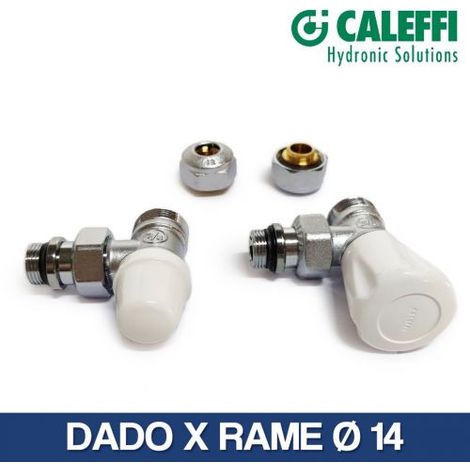 KIT VALVOLA E DETENTORE A SQUADRA 3/8" CALEFFI CON DADI RAME 14 10781/14