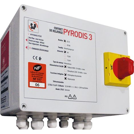 Coffret relayage désenfumage seul 1v TRI 400V 6A DEP 20 Pa inter prox S&P 710577
