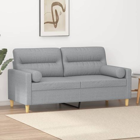 Sofá de 2 plazas con cojines tela gris claro 140 cm vidaXL