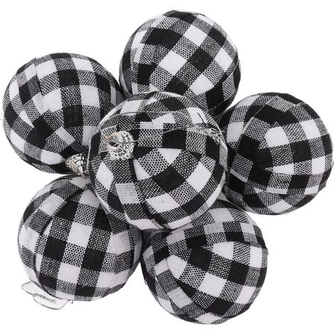 Lot de 6 boules de Noël de 70 mm (2,76 pouces) à carreaux noirs et blancs, idéales pour décorer votre sapin ou pour le Nouvel An. (1/5)