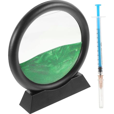 Sablier Décoratif 3D Vert, Ornement de Sable Mouvant Rond (1/5)