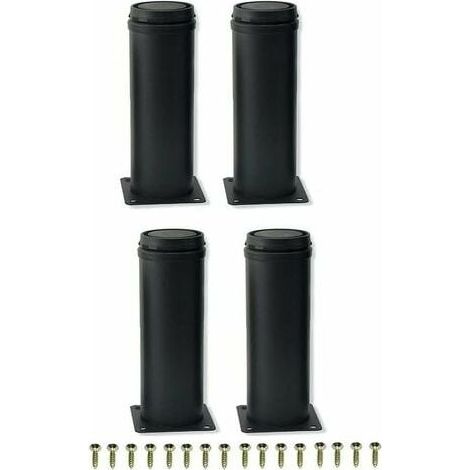 Pieds de meuble en acier inoxydable noir 15 cm Réglables avec 4 trous de fixation Pour canapés, tables et armoires (1/5)