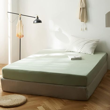 1 Drap Housse, Microfibre, Bonnet 30 cm, Respirant, Vert D'Été, Matelas Épais (1/5)
